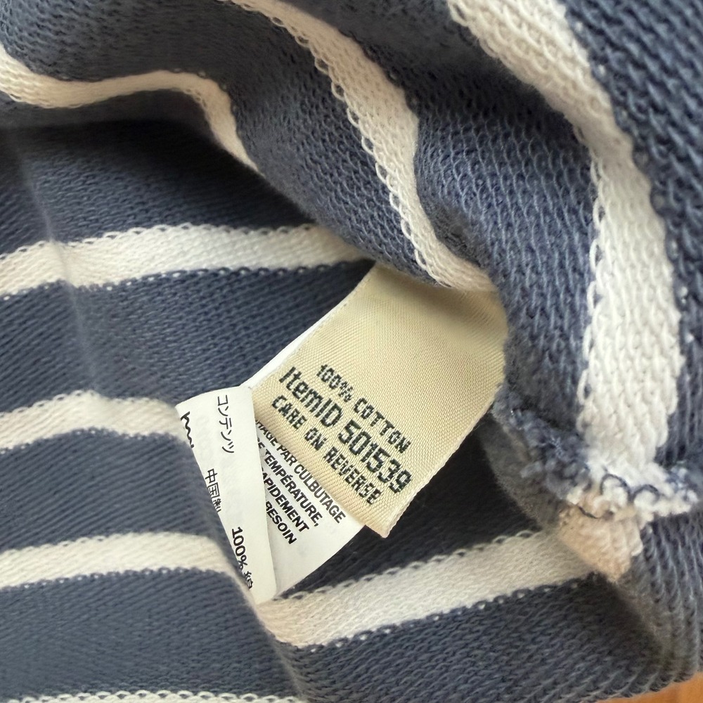 LL Bean Women's Blue White Striped Snap Sweatshirt Petite Medium Nautical Preppy - Picture 9 of 9